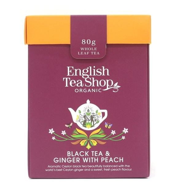 English Tea Shop, Herbata sypana, Black Tea & Ginger with Peach, 80 g