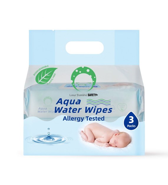 Luna Bambini, Chusteczki wodne Aqua Water Wipes, 3x60szt., szczelne zamknięcie