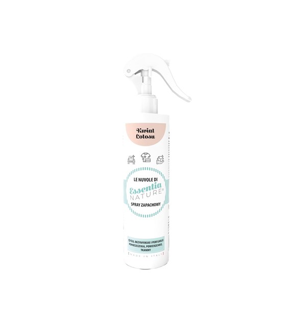 Essentia Nature, Odświeżacz w sprayu do tkanin i wnętrz, Kwiat Lotosu. 250 ml