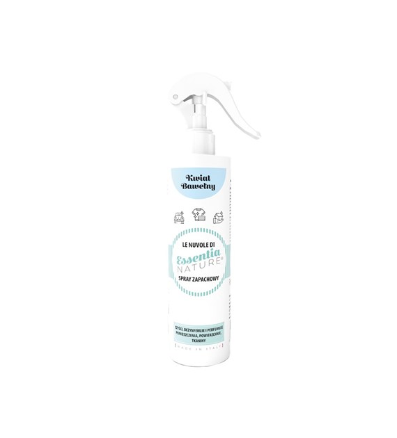 Essentia Nature, Odświeżacz w sprayu do tkanin i wnętrz, Kwiat Bawełny. 250 ml