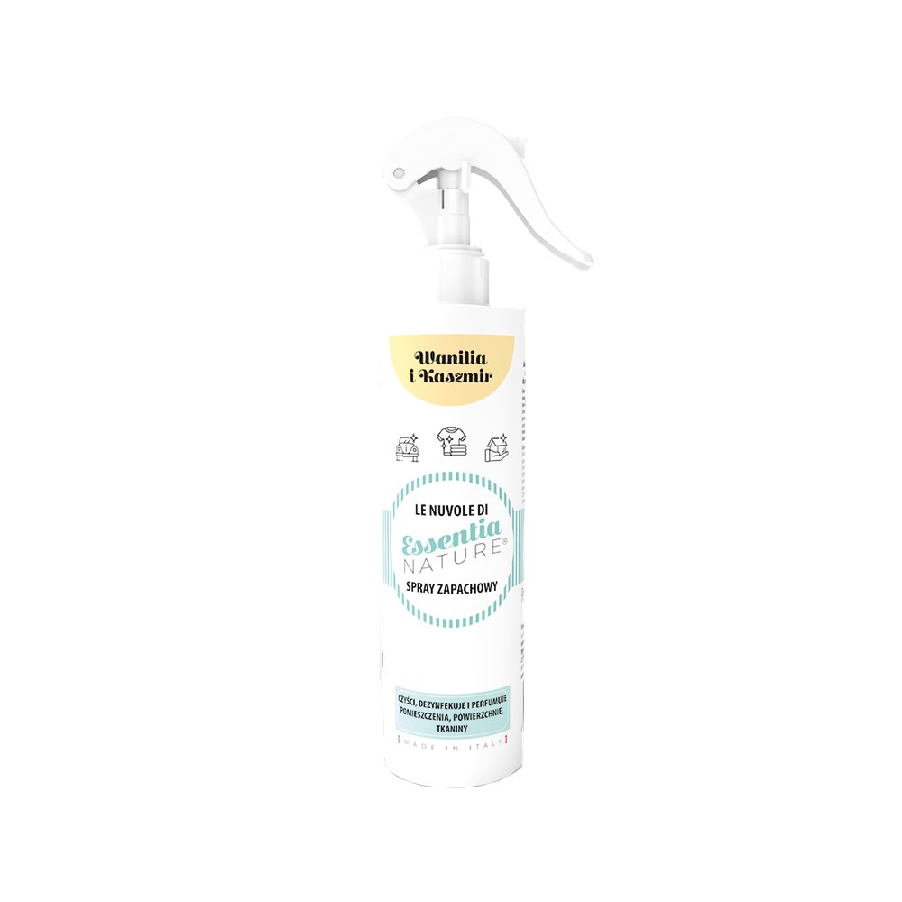 Essentia Nature, Odświeżacz w sprayu do tkanin i wnętrz, Wanilia i Kaszmir, 250 ml
