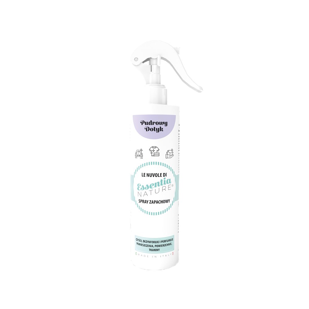 Essentia Nature, Odświeżacz w sprayu do tkanin i wnętrz, Pudrowy Dotyk, 250 ml
