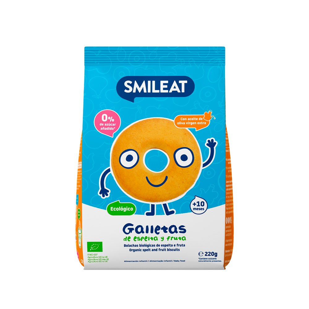 Smileat, BIO Ciasteczka z orkiszu, jabłkowe 10m+, 220g