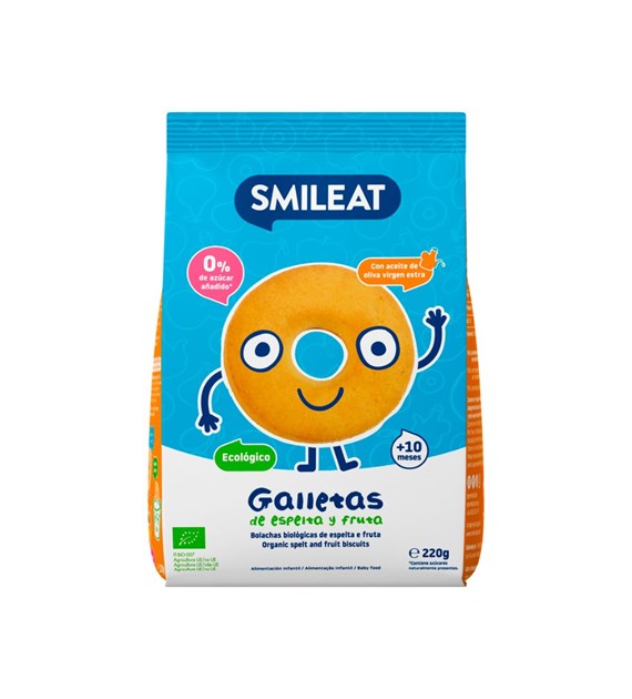 Smileat, BIO Ciasteczka z orkiszu, jabłkowe 10m+, 220g