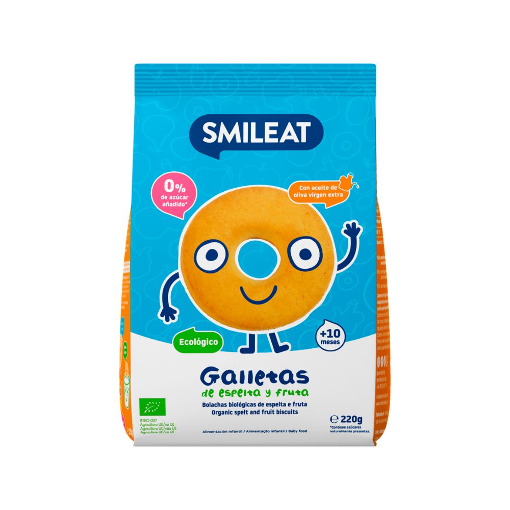 Smileat, BIO Ciasteczka z orkiszu, jabłkowe 10m+, 220g