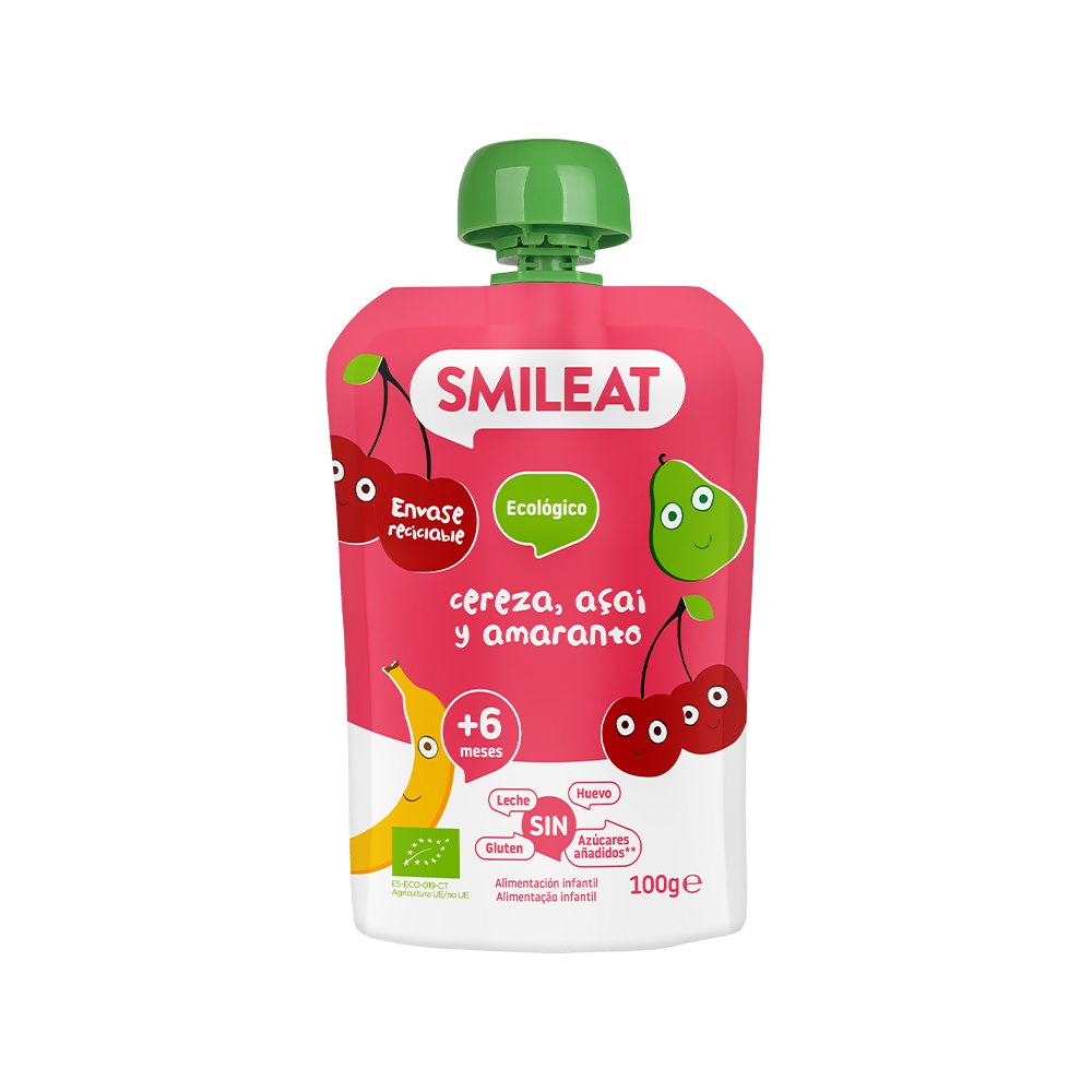 Smileat, BIO Mus z wiśniami, acai i amarantem 8+, 100g