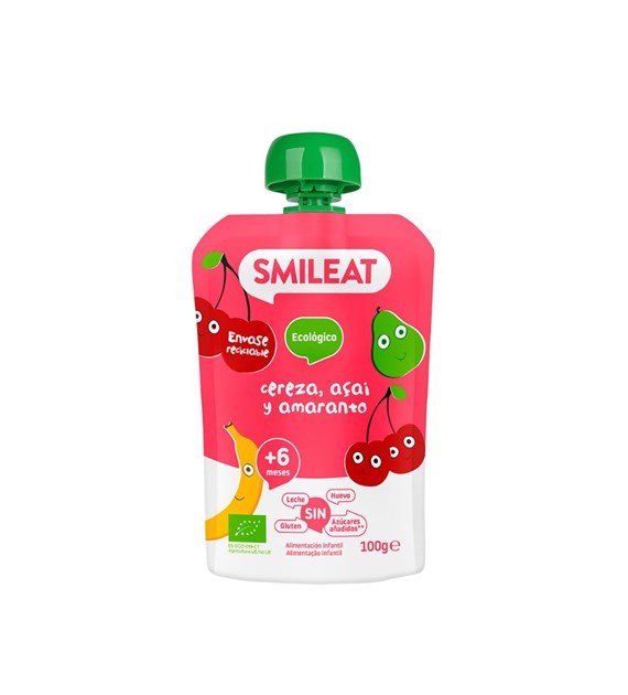 Smileat, BIO Mus z wiśniami, acai i amarantem 8+, 100g