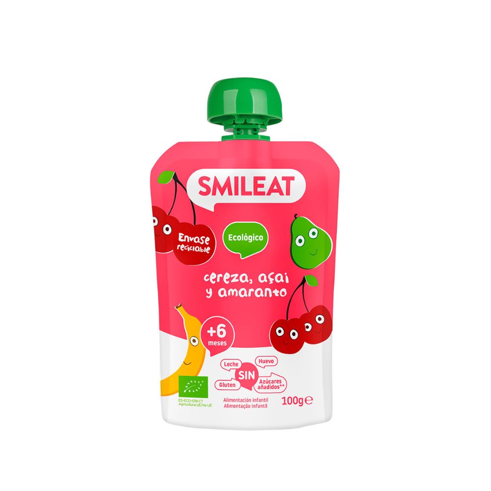 Smileat, BIO Mus z wiśniami, acai i amarantem 8+, 100g