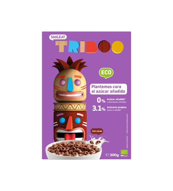 Smileat Triboo, BIO Płatki Śniadaniowe, kakaowe, 300g