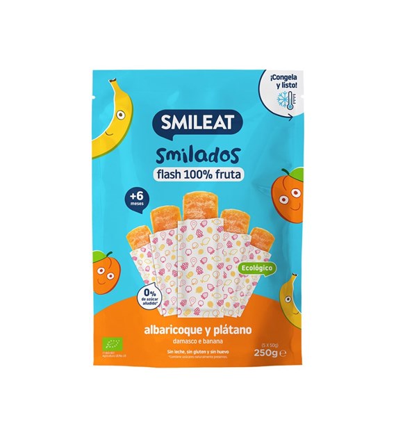 Smileat, BIO Smilados, Lody owocowe do mrożenia o smaku moreli i banana 6m+, 5x50g