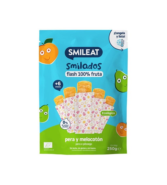 Smileat, BIO Smilados, Lody owocowe do mrożenia o smaku gruszki i brzoskwini 6m+, 5x50g