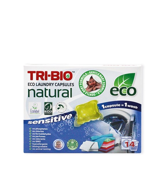 TRI-BIO, Naturalne kapsułki do prania, 14 sztuk