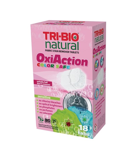 TRI-BIO, OXI ACTION COLOR, Tabletki do prania kolorowych tkanin, 18 szt.