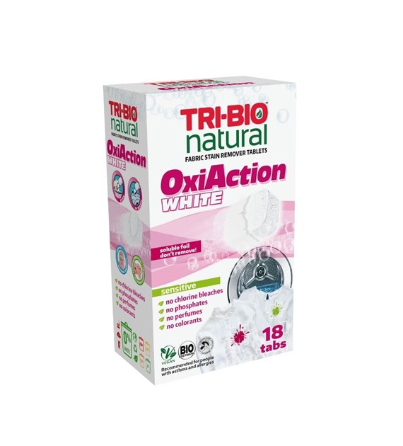 TRI-BIO, OXI ACTION WHITE, Tabletki do prania, 18 szt.