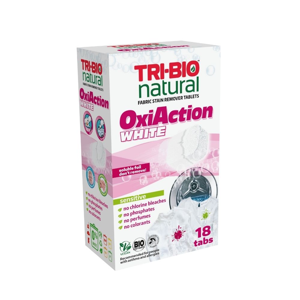 TRI-BIO, OXI ACTION WHITE, Tabletki do prania, 18 szt.