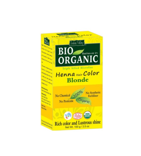 Indus Valley, Henna - farba do włosów na bazie henny, BLOND, w 100% ekologiczna, vege, 100 g