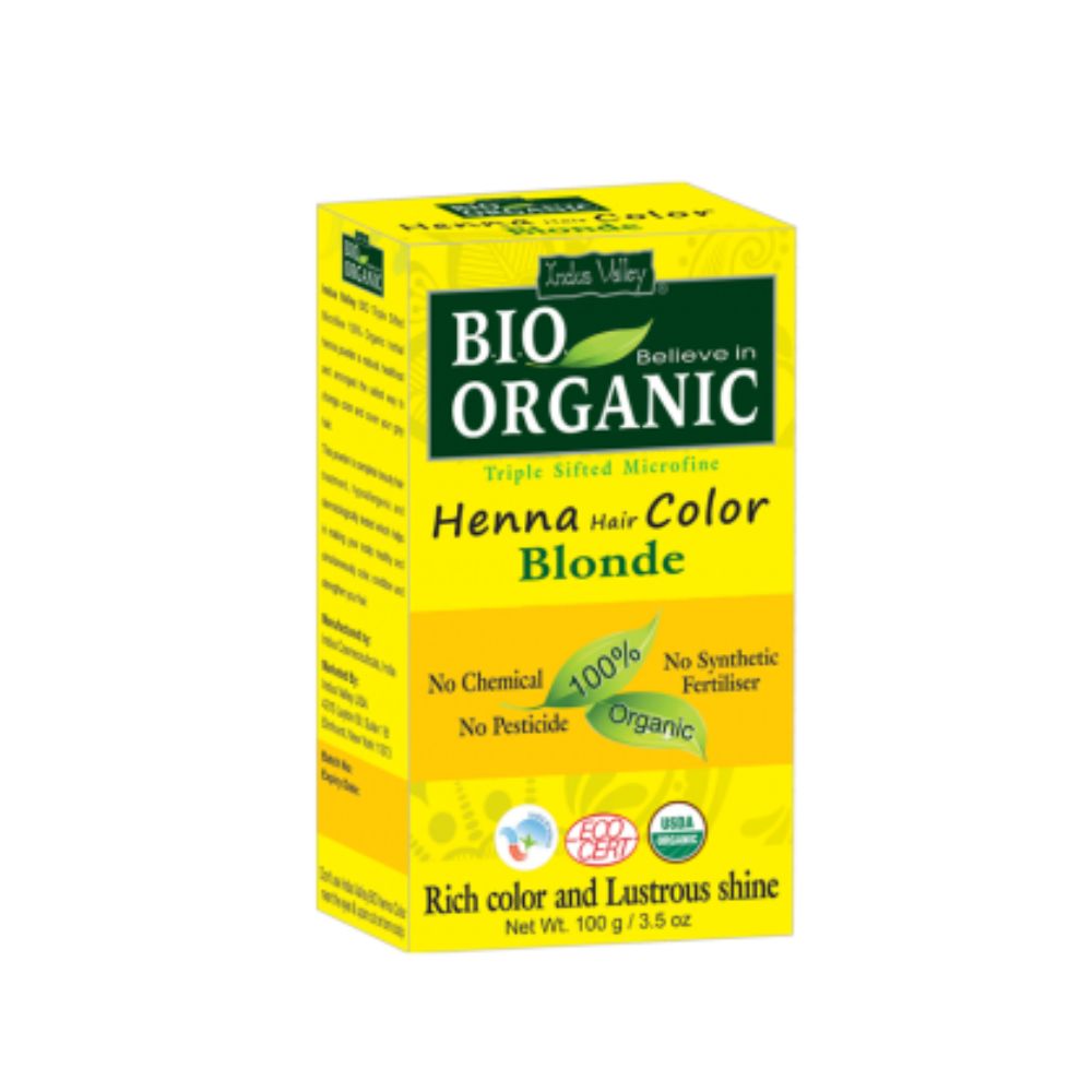 Indus Valley, Henna - farba do włosów na bazie henny, BLOND, w 100% ekologiczna, vege, 100 g