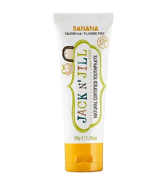 Jack N' Jill, Naturalna pasta do zębów dla dzieci o smaku bananowym bez fluoru, 6m+, 50 g