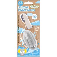 Jack N' Jill, Silikonowa szczoteczka na palec, STAGE 1, 6m+ 2 szt.