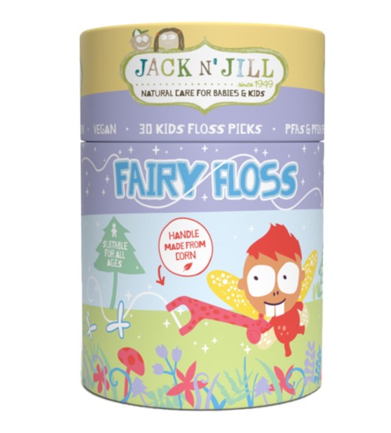 Jack N' Jill, Fairy Floss, Nić dentystyczna z rączką dla dzieci, 30 szt.