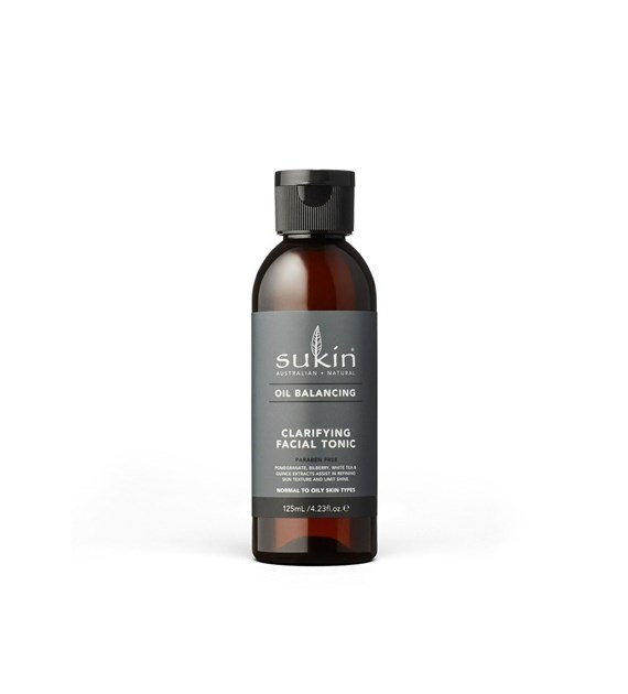 Sukin, OIL BALANCING, Ściągający tonik do twarzy z aktywnym węglem, 125 ml