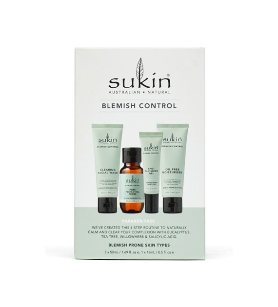 Sukin, BLEMISH CONTROL, Zestaw 4 kosmetyków do pielęgnacji twarzy