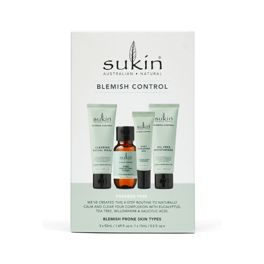 Sukin, BLEMISH CONTROL, Zestaw 4 kosmetyków do pielęgnacji twarzy